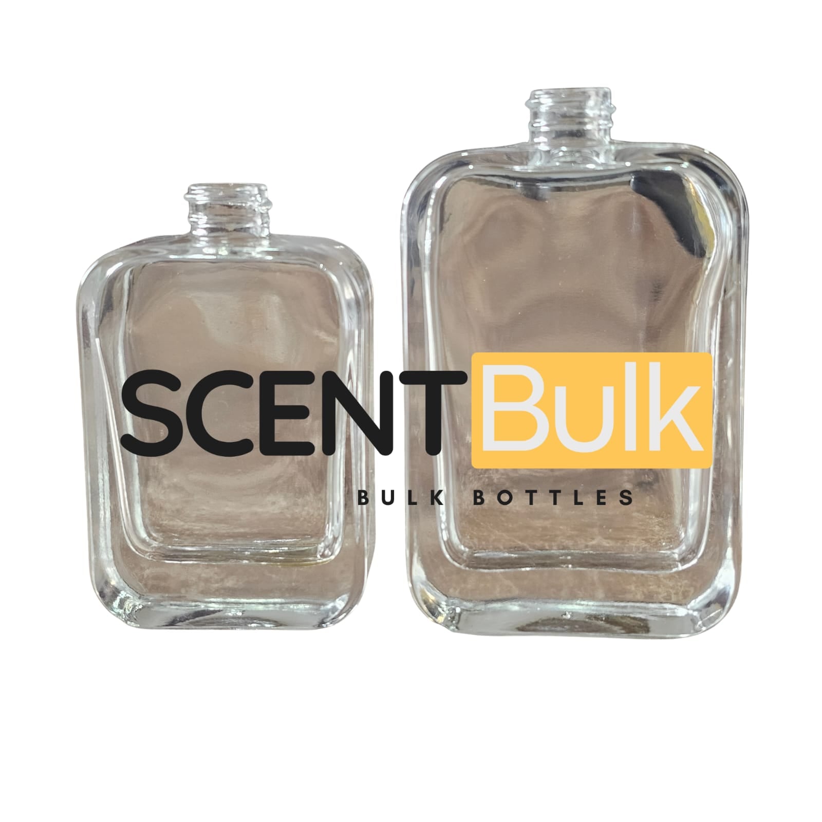 Clear Tall Square-shaped Bottle - 30ml and 50ml - Screw On